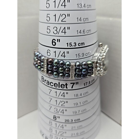 Croton Womens Iridescent Black Pearl Watch Crystal Pave Bracelet New Battery - Picture 7 of 10